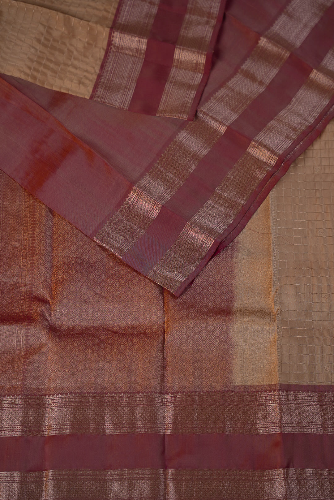 Silk Saree For Women Light Peach With Dusty Mauve BJ1618