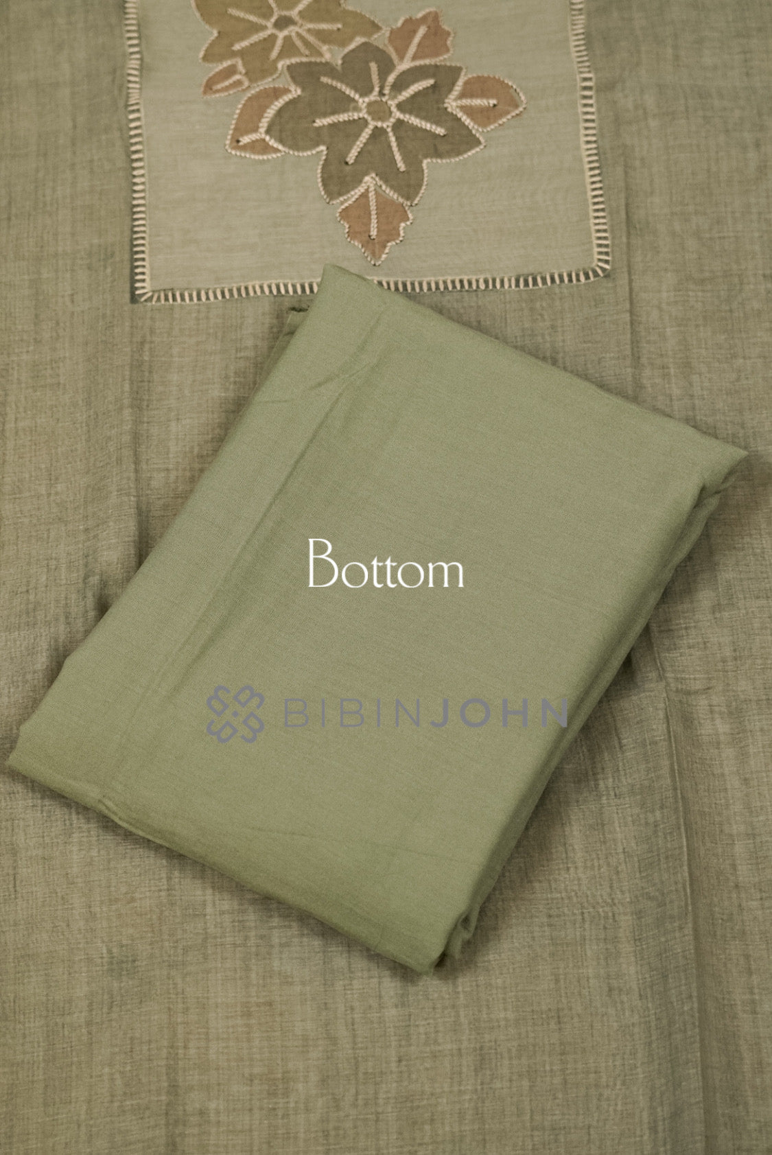 Chanderi Embroidery Unstitched Salwar Suit Material Sage Green bottom.