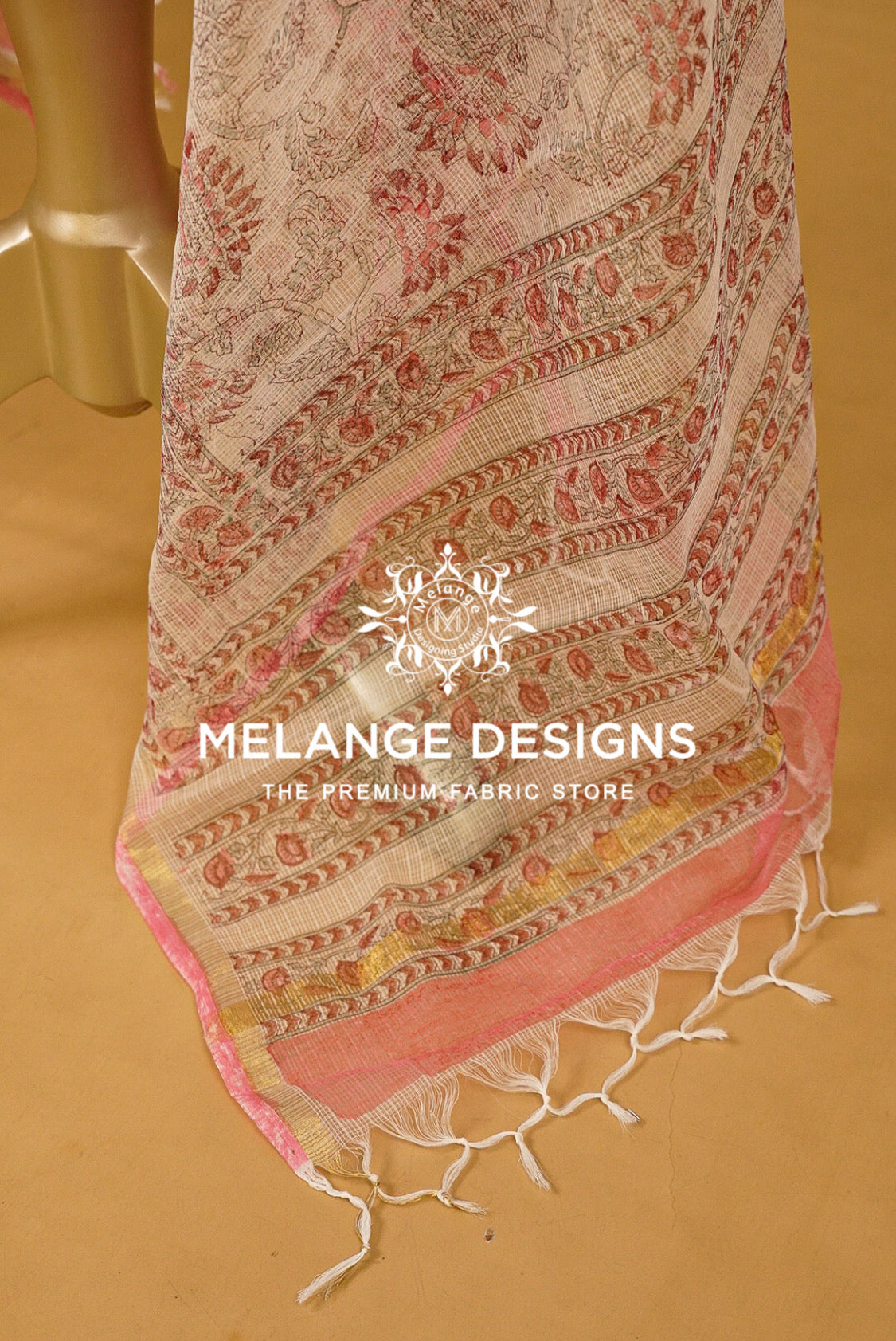Cotta Block Print Dupatta For Women Ivory BJ0073