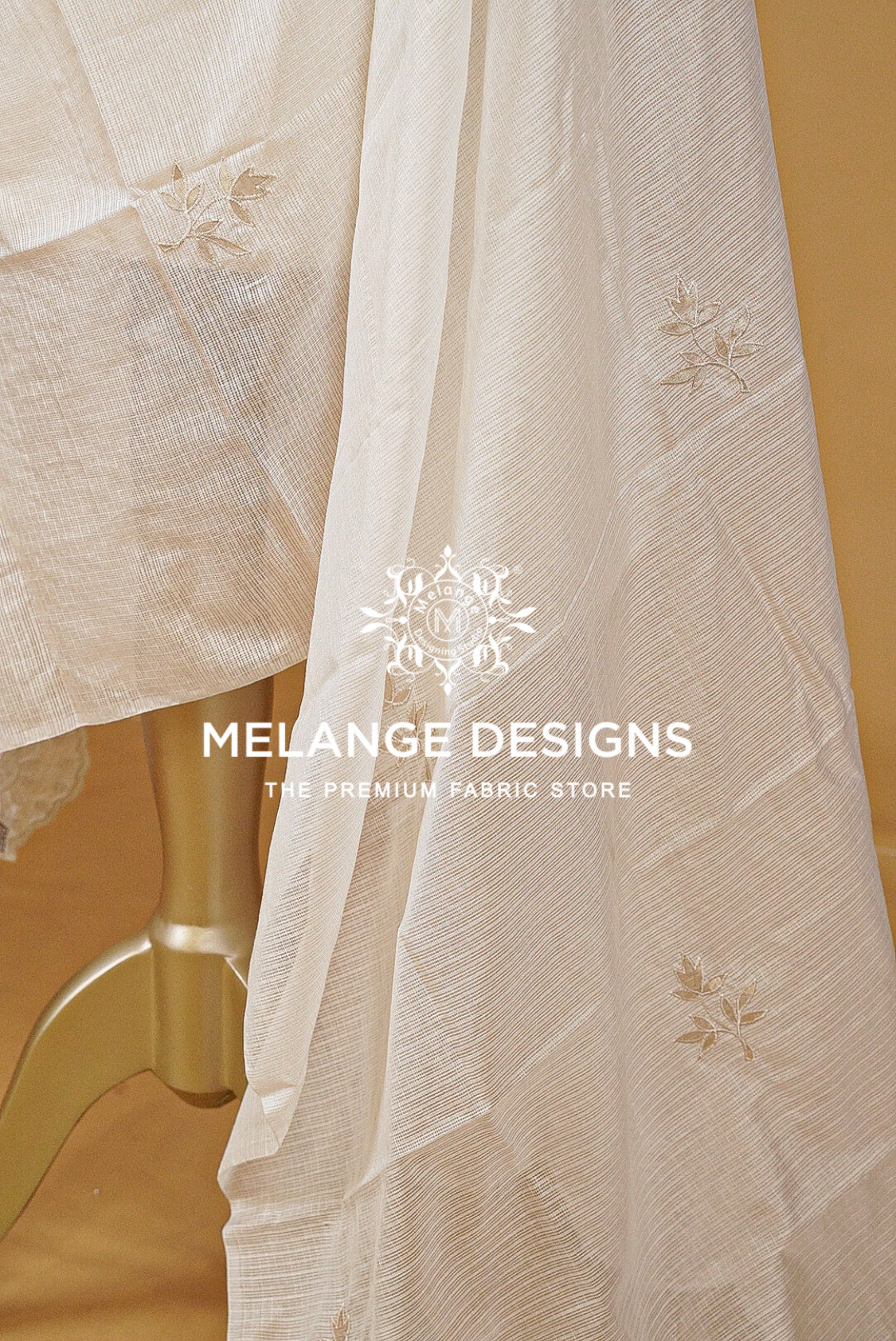 Cotta Embroidery Dupatta For Women White BJ0066