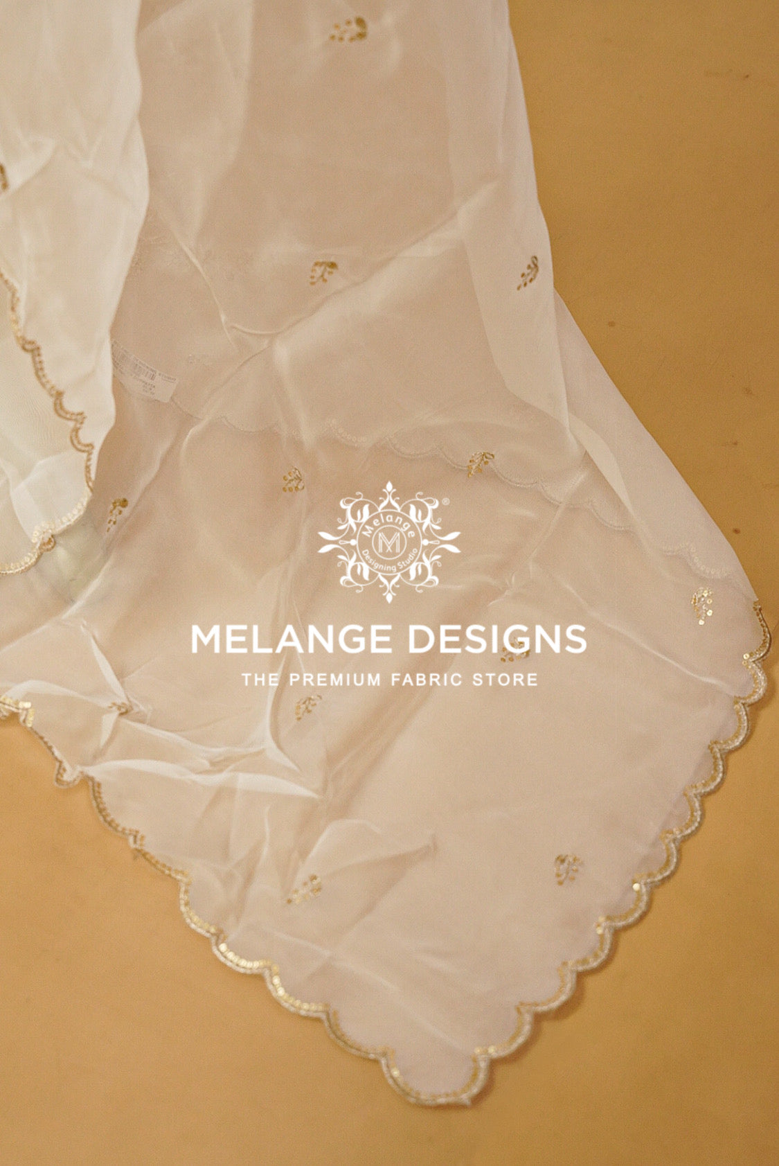 Organza Embroidery Dupatta For Women White BJ0084