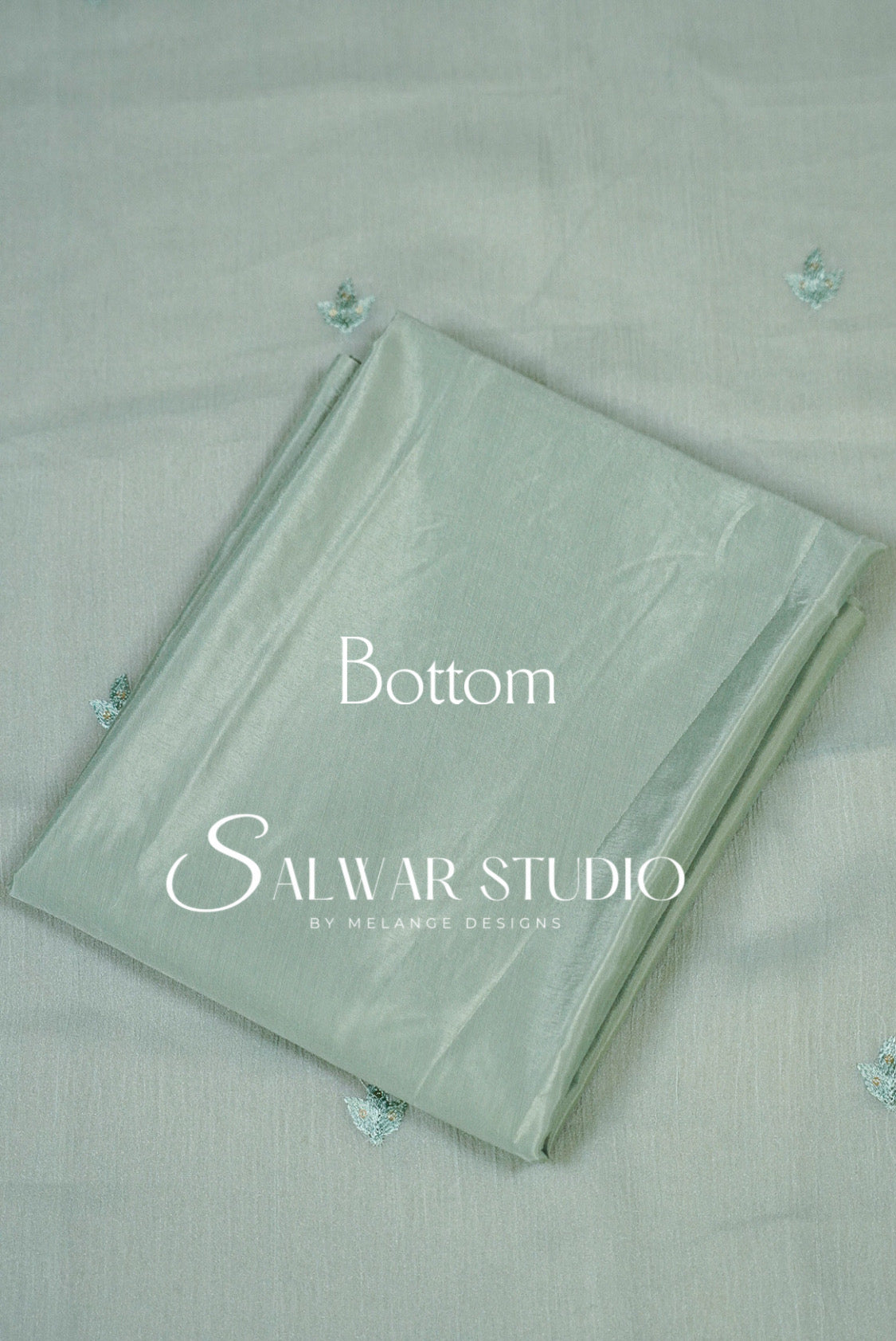 Crushed Organza Cutwork Unstitched Salwar Suit Material Pastel Mint Green Bottom.