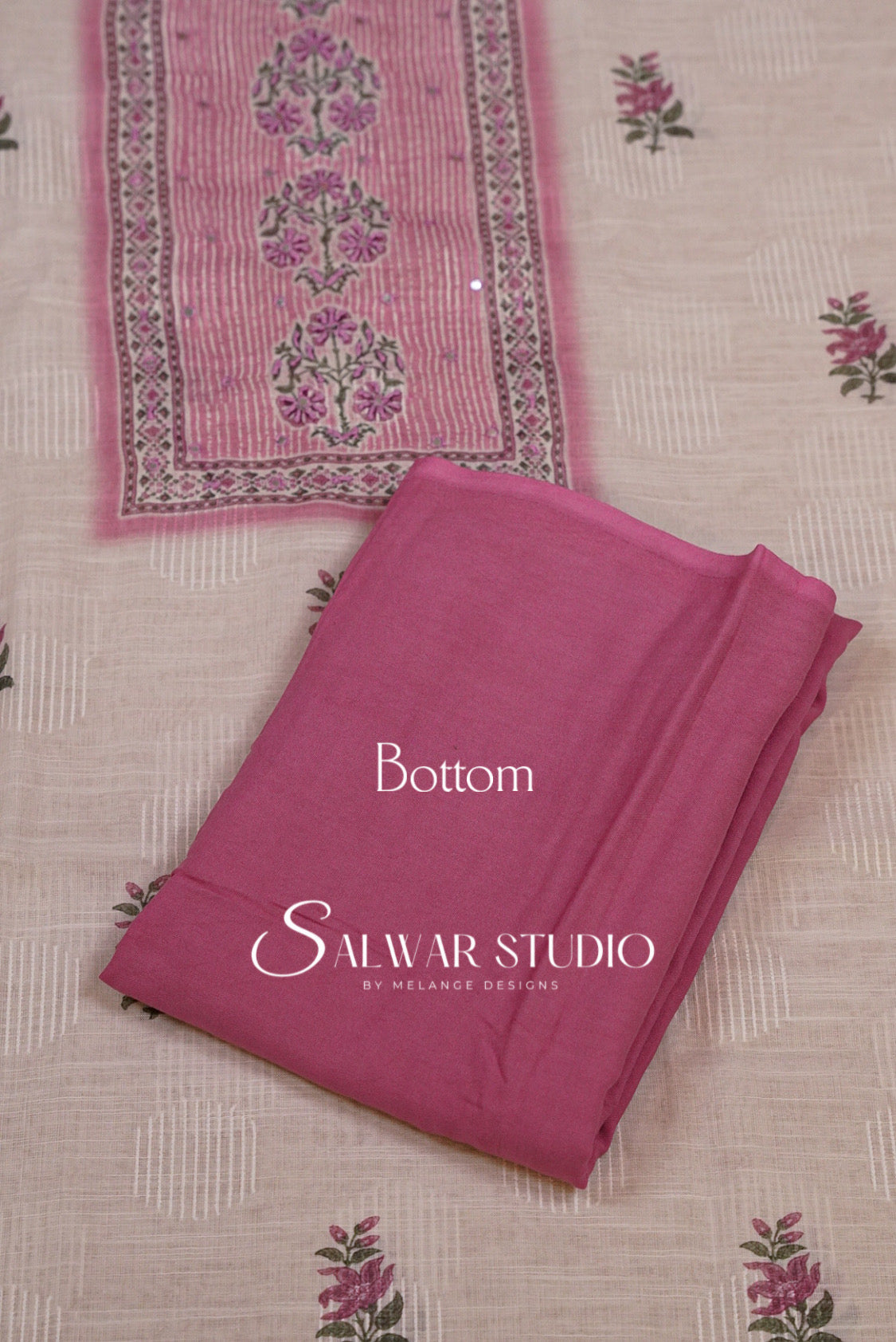 Linen Embroidery Unstitched Salwar Suit Dress Material Off White With Pink AC0292
