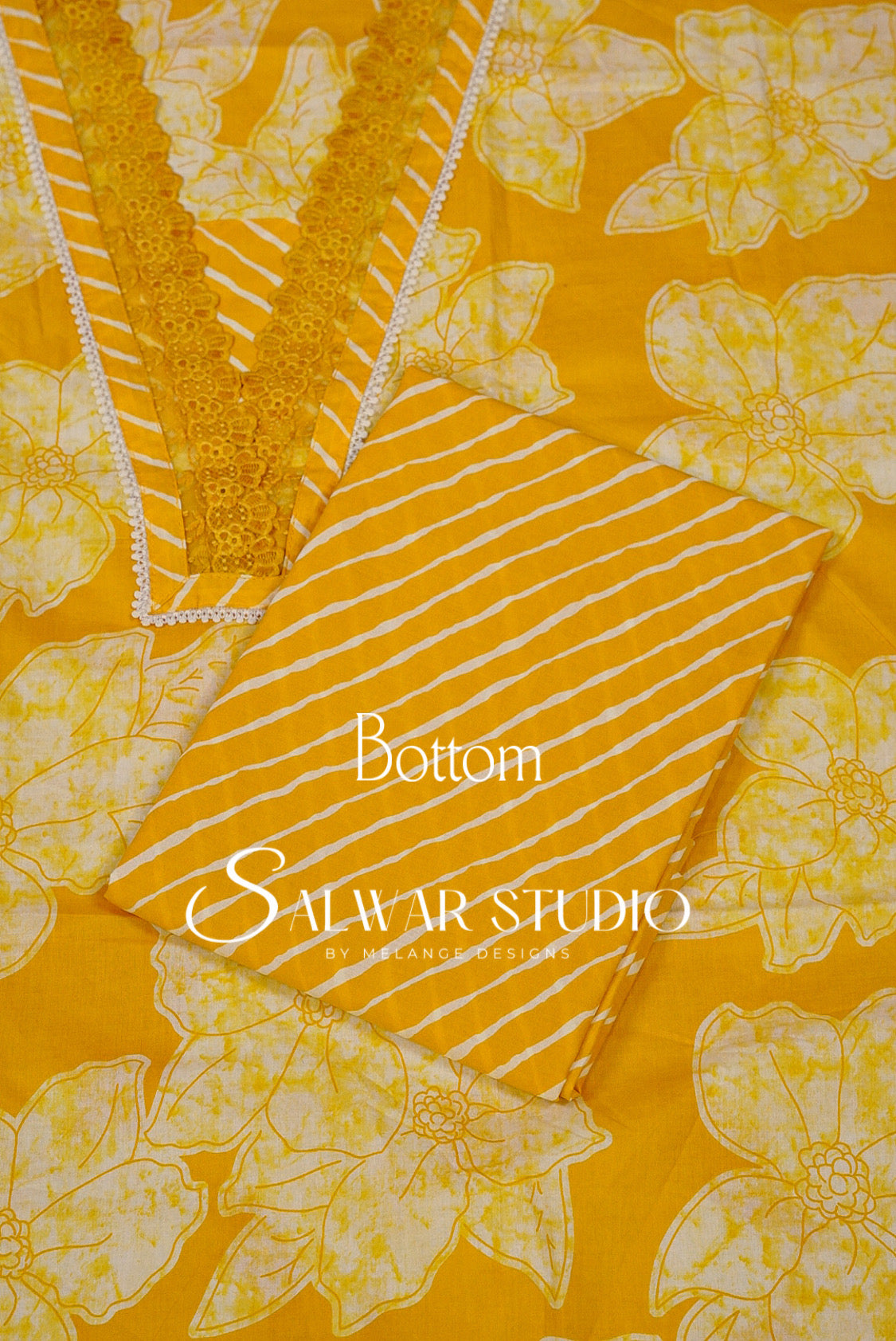 Printed Cotton Unstitched Salwar Suit Dress Material Yellow AC0274