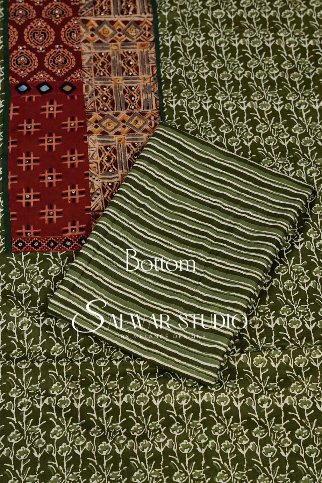 Printed Cotton Unstitched Salwar Suit Dress Material Green AC0271