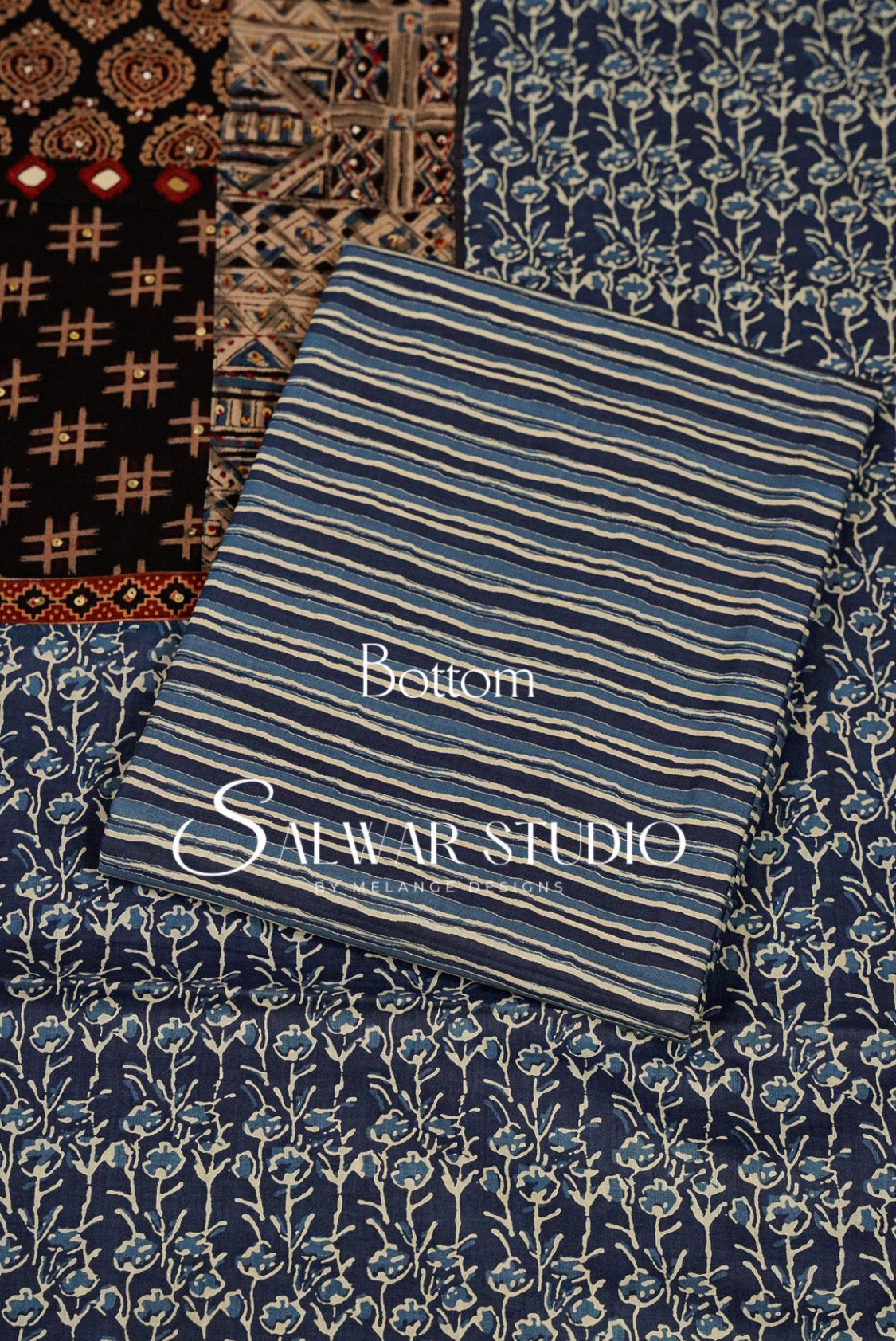 Printed Cotton Unstitched Salwar Suit Dress Material Blue AC0272