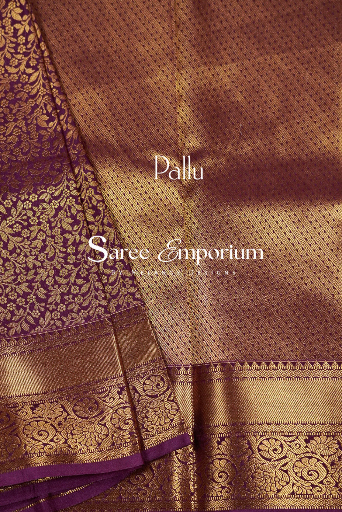 Semi Silk Brocade Saree For Women Deep Royal Purple Pallu.