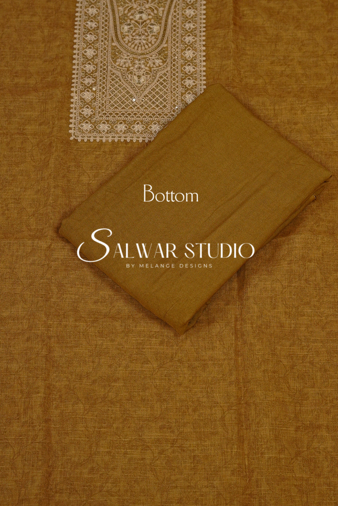 Silk Embroidery Unstitched Salwar Suit Dress Material Bronze AC0209