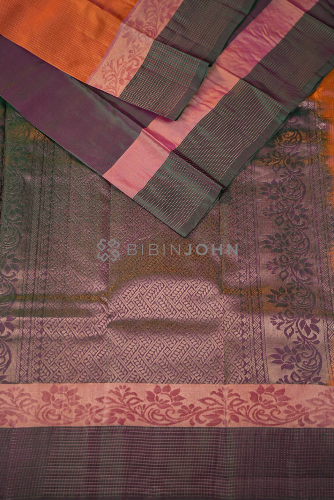 Silk Saree For Women Burnt Orange close view