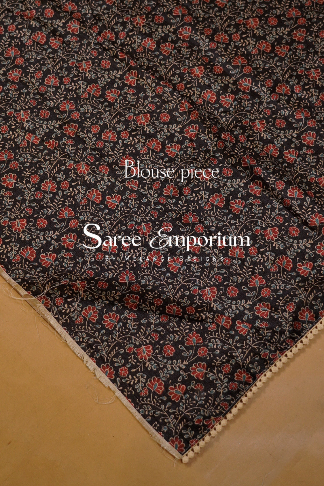 Tissue Linen Embroidery Saree For Women Cream with Black Blouse Piece.