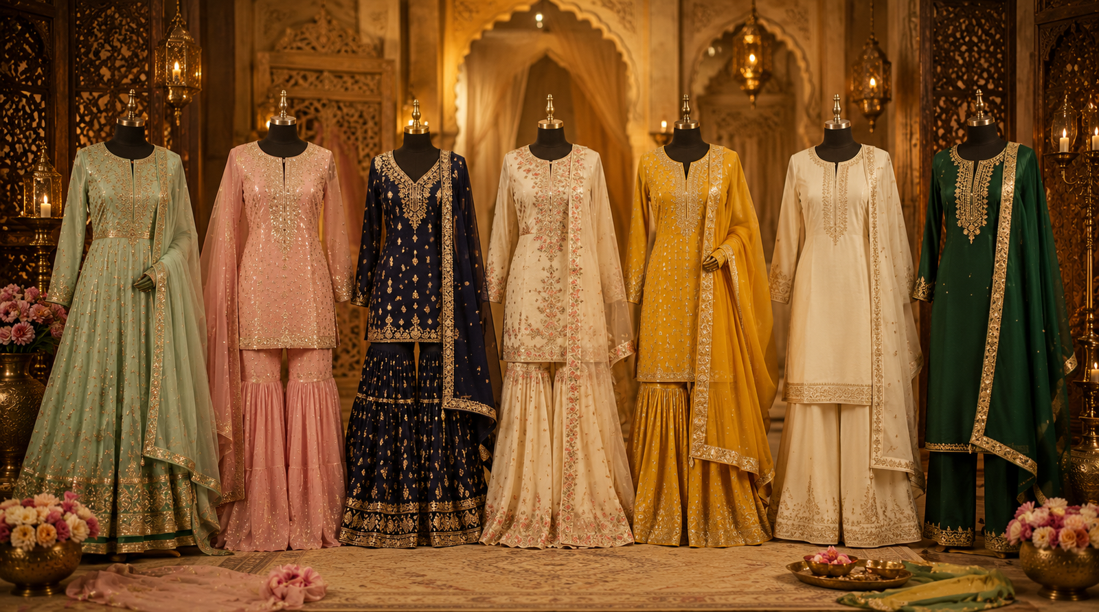 Anarkali, Sharara, Gharara, Palazzo — Decoding 8 Types of Salwar Suits