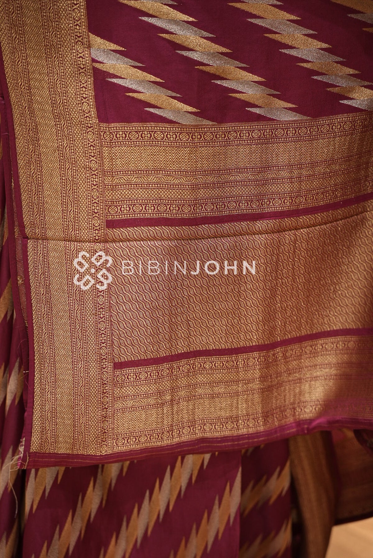 Silk Brocade Saree Wine BJ1031