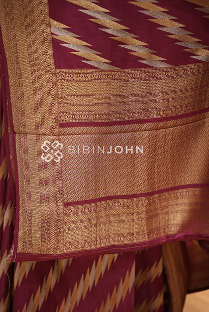 Silk Brocade Saree Wine BJ1031