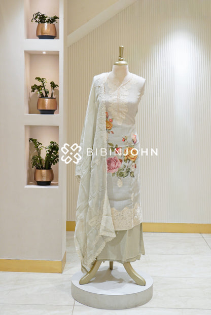 Semi Stitched Linen Embroidery Salwar Suit Material BJ1916