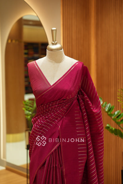 Semi Tussar Weaving Saree For Women Deep Magenta Pink BJ2442