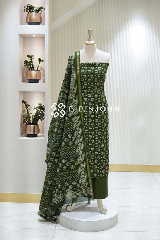Art Maheshwari Unstitched Salwar Suit Materials Dark Olive Green BJ2222