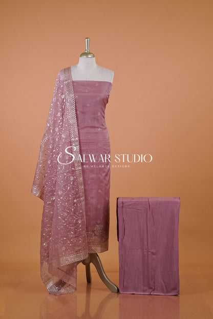 Organza Embroidery Unstitched Salwar Suits AC0113