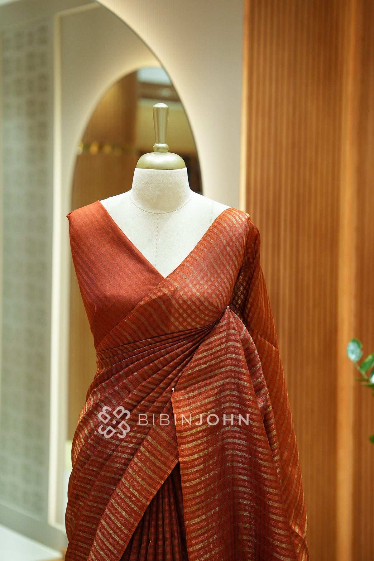 Semi Silk Weaving Saree For Women Rust Orange BJ2422