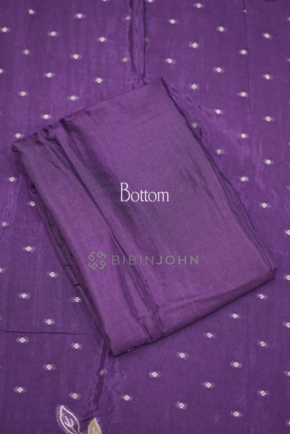 Silk Embroidery Unstitched Salwar Suit Material Royal Purple  BOTTOM