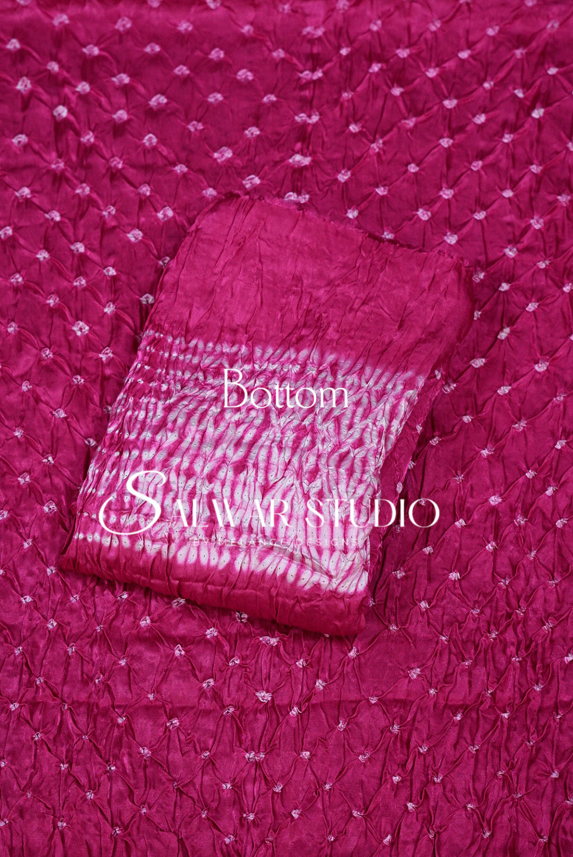 Pure Bandhani Unstitched Salwar Suit Dress Material Magenta AC0309