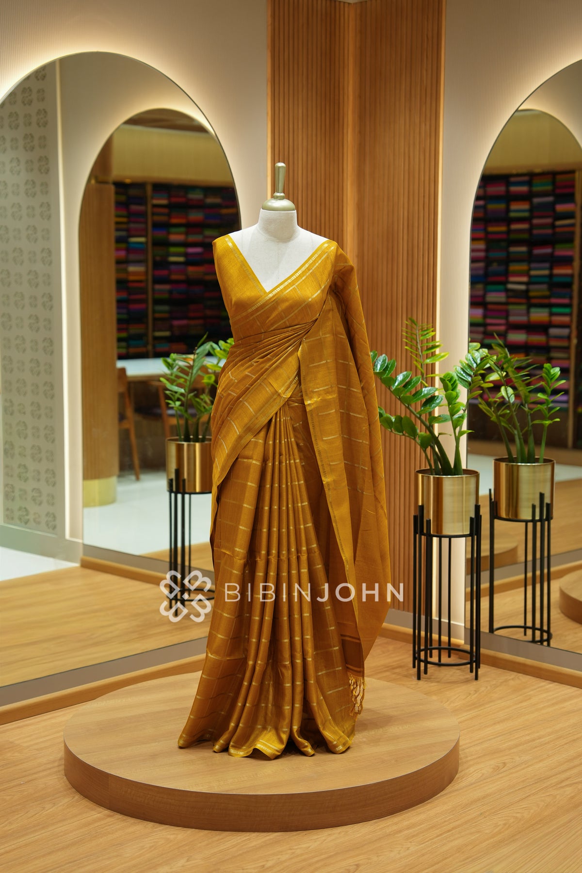 Semi Tussar Weaving Saree For Women Mustard Yellow BJ2331