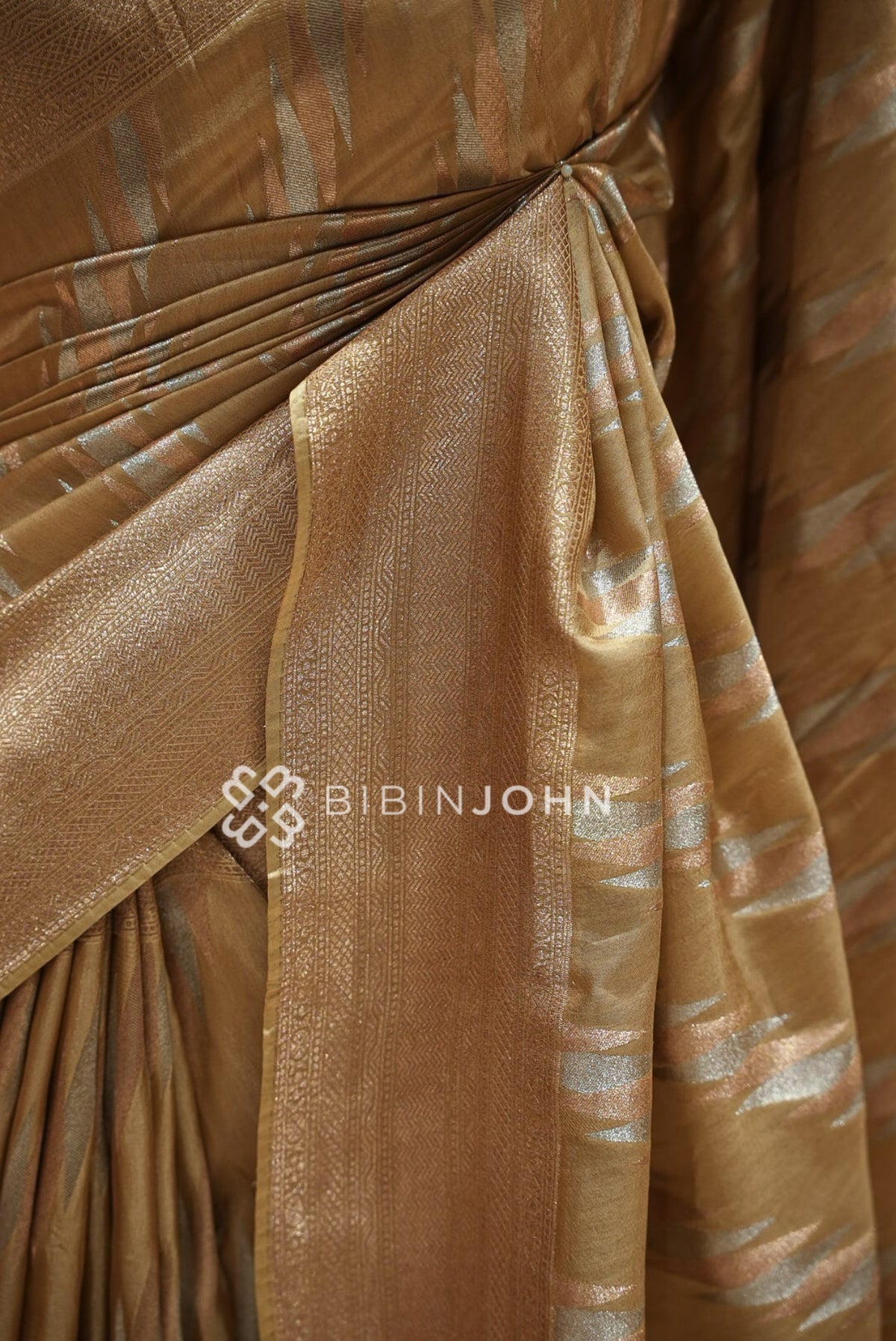 Silk Brocade Saree Golden Beige BJ1035