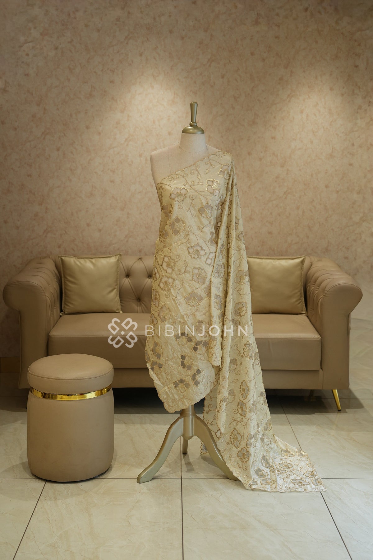 Tissue Embroidery Dupatta For Women Ivory Cream BJ2430