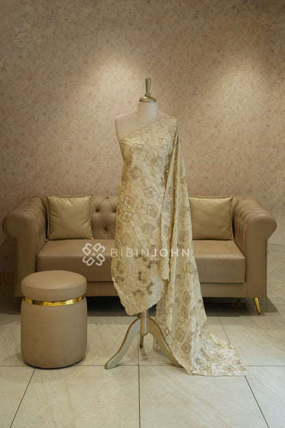 Tissue Embroidery Dupatta For Women Ivory Cream BJ2430