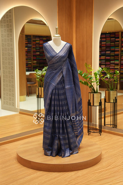 Tussar Silk Saree For Women Midnight Navy Blue BJ2659