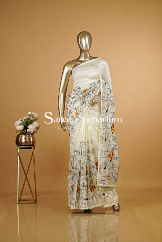 Tissue Embroidery Saree MDS0211