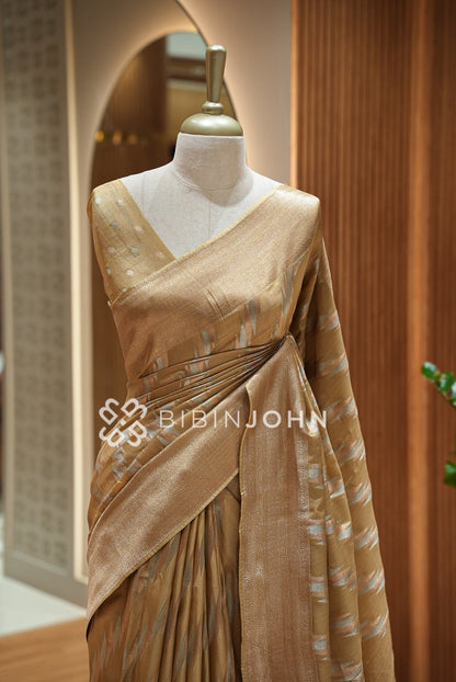 Silk Brocade Saree Golden Beige BJ1035