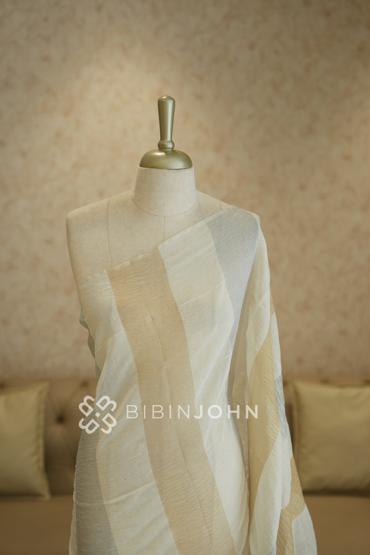 Crushed Chanderi Dupatta For Women Ivory White BJ2398