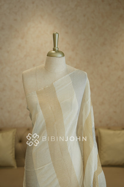 Crushed Chanderi Dupatta For Women Ivory White BJ2398