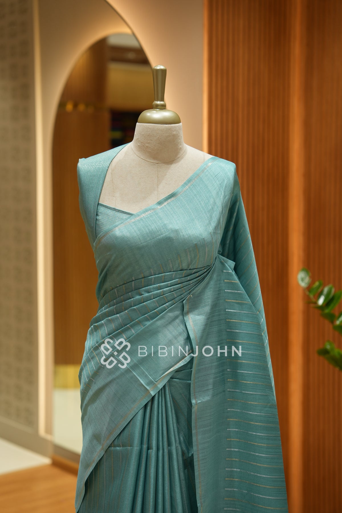 Semi Tussar Weaving Saree For Women  Seafoam Green BJ2311