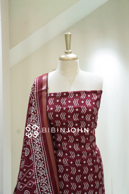 Art Maheshwari Unstitched Salwar Suit Material Maroon BJ2224