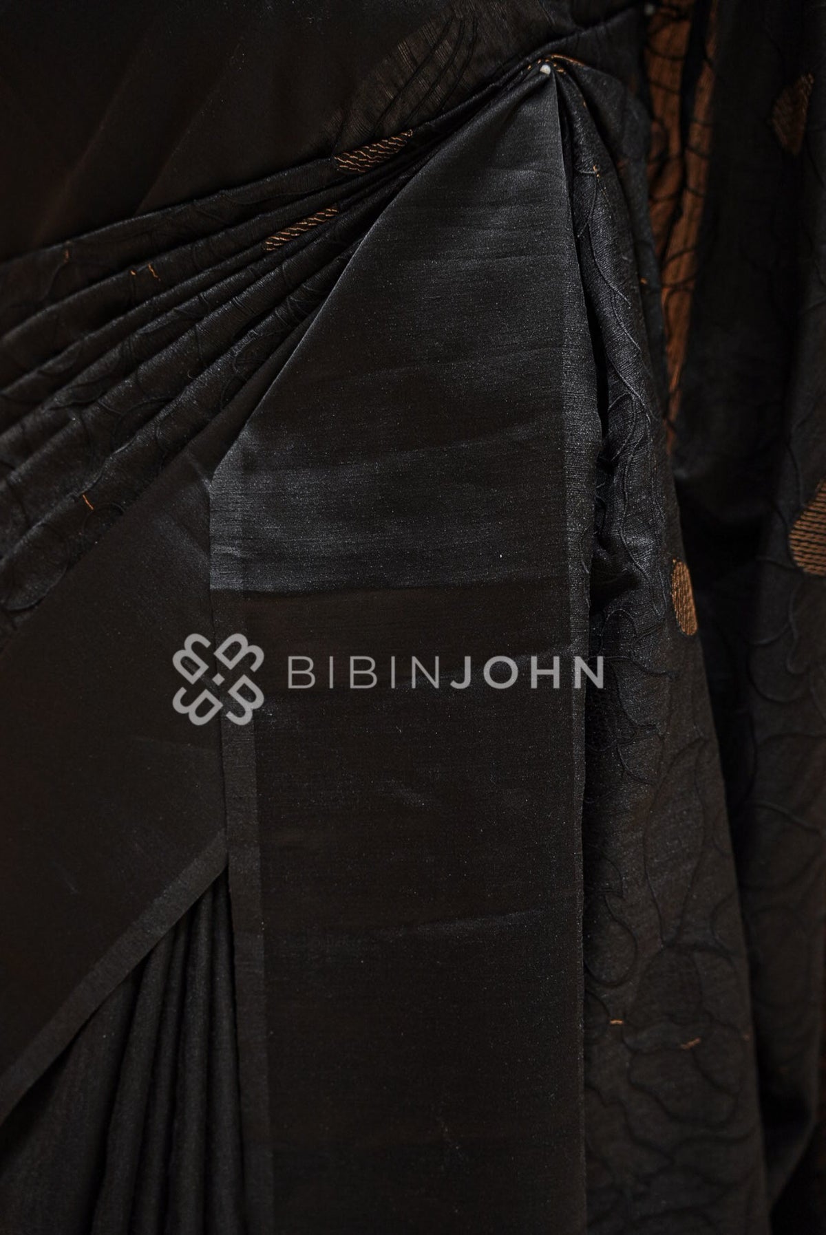 Silk Embroidery Saree Black BJ1029
