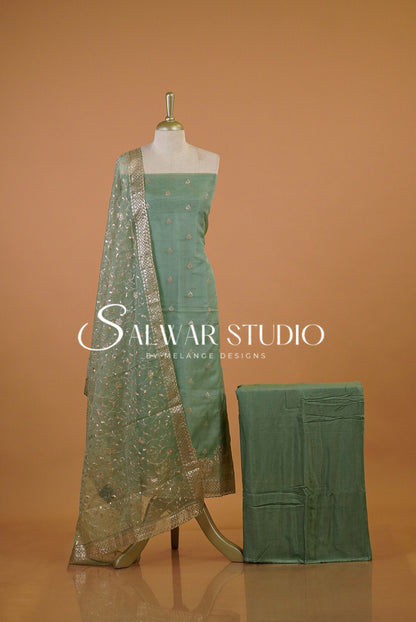 Organza Embroidery Unstitched Salwar Suits AC0114
