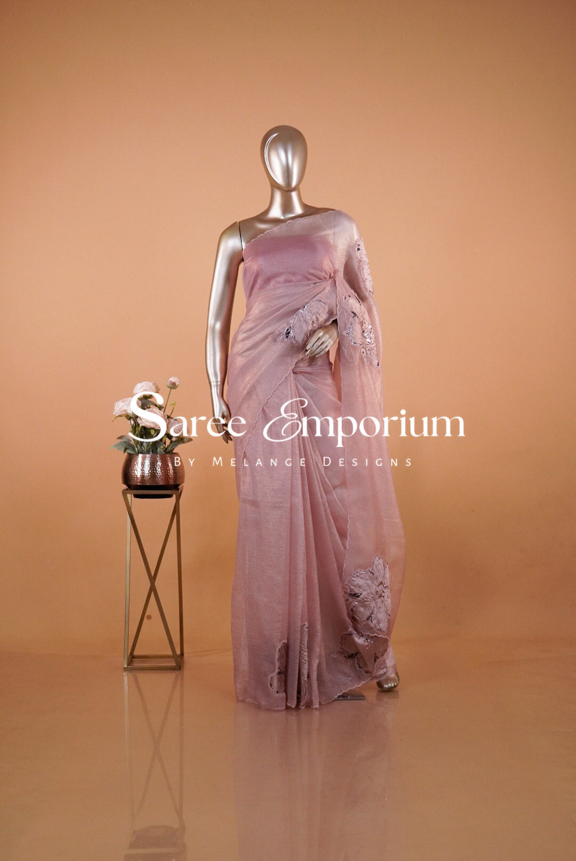 Tissue Applique Saree MDS0142