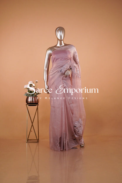 Tissue Applique Saree MDS0142