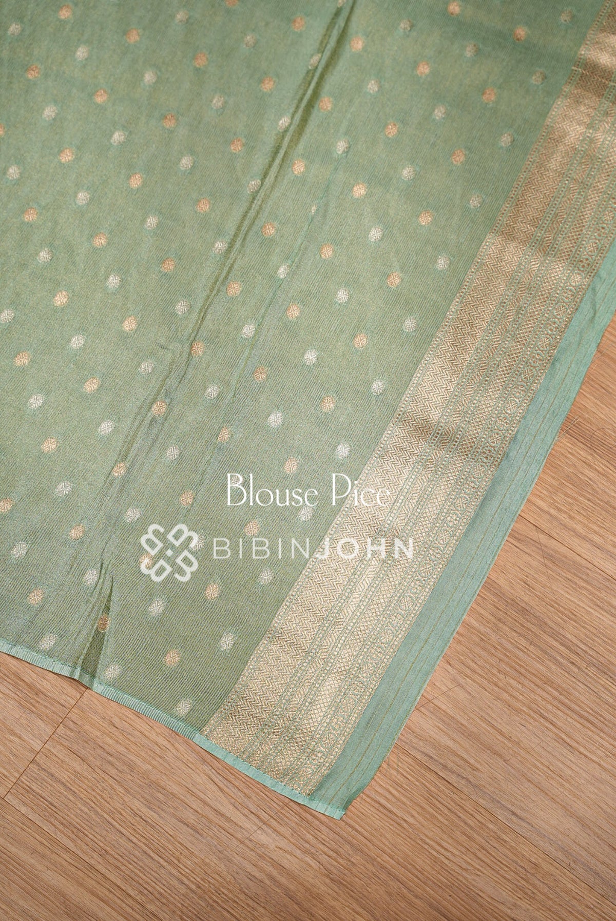 Silk Brocade Saree Mint Green & Gold BJ1032