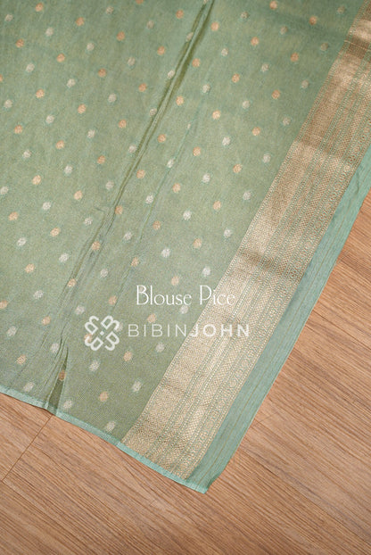 Silk Brocade Saree Mint Green & Gold BJ1032