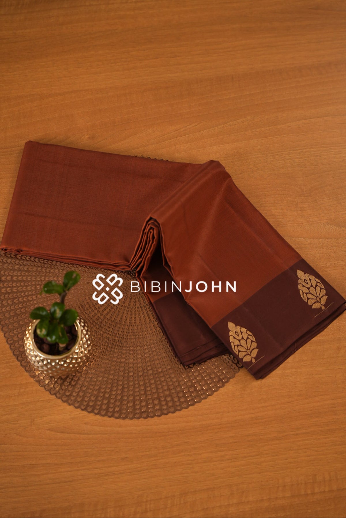 Semi Silk Saree For Women Rust Brown BJ2315