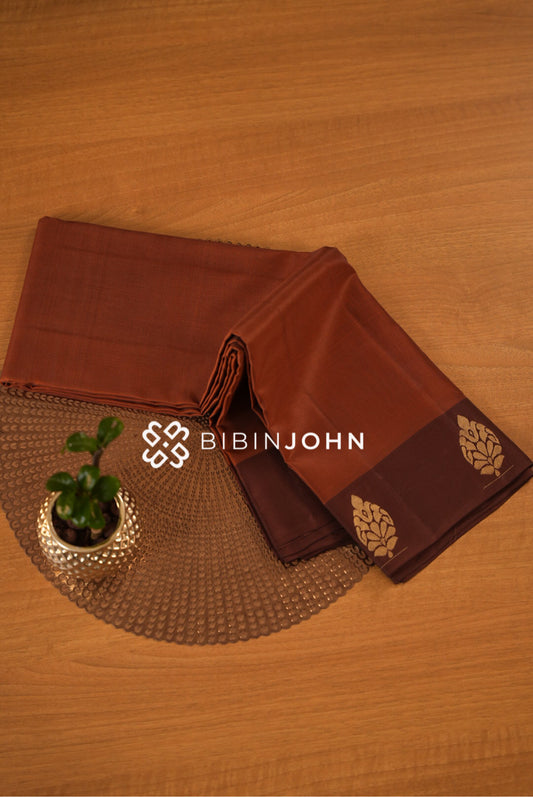 Semi Silk Saree For Women Rust Brown BJ2315