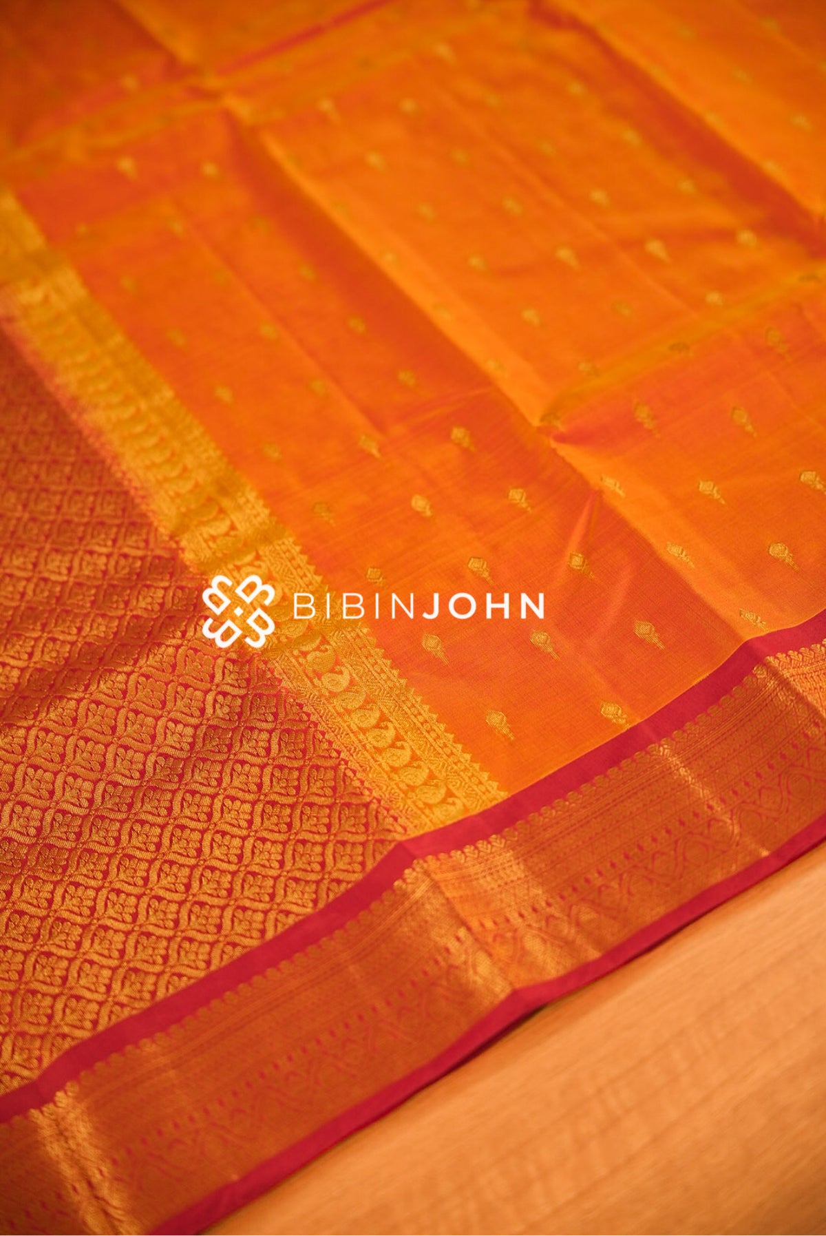 Semi Silk Saree For Women Bright Orange BJ2556