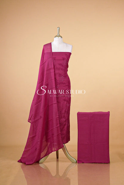 Chanderi Embroidery Unstitched Salwar suits AC0071