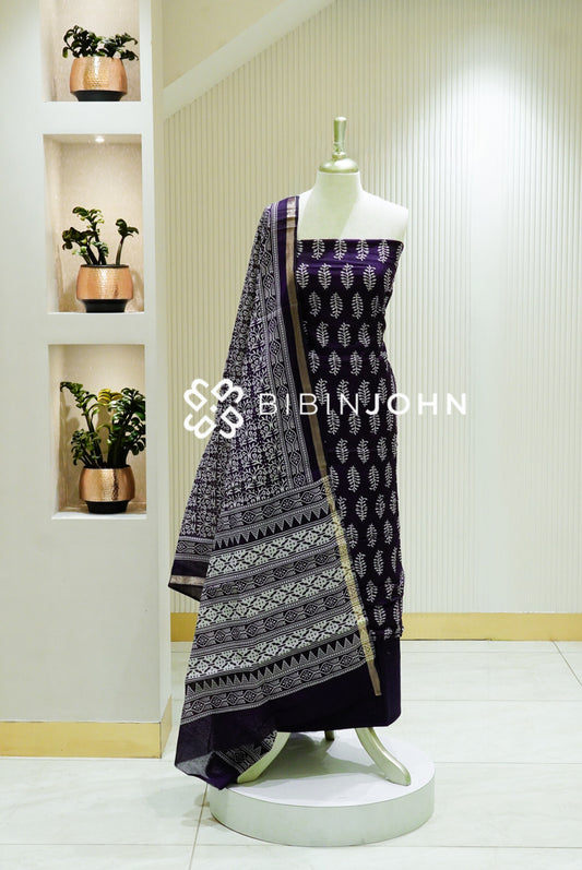 Art Maheswari Unstitched Salwar Suit Material Deep Midnight Purple BJ1518