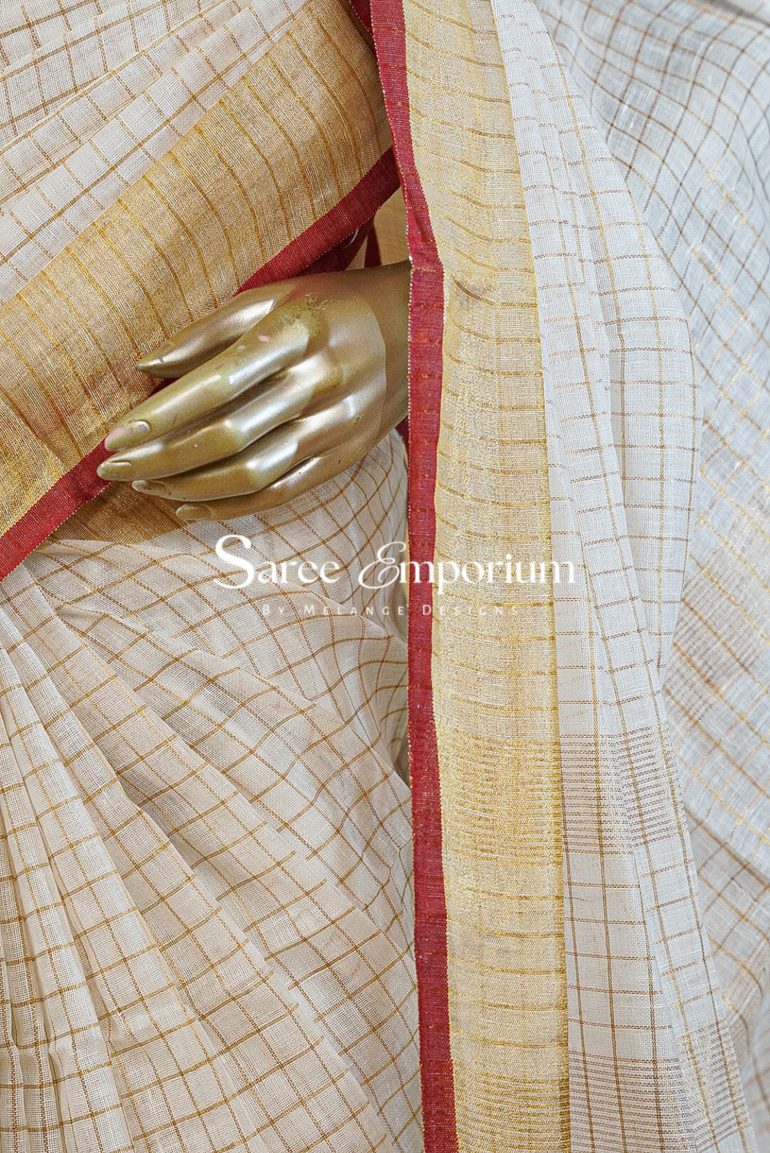 Linen Check Saree For Women MDS0266