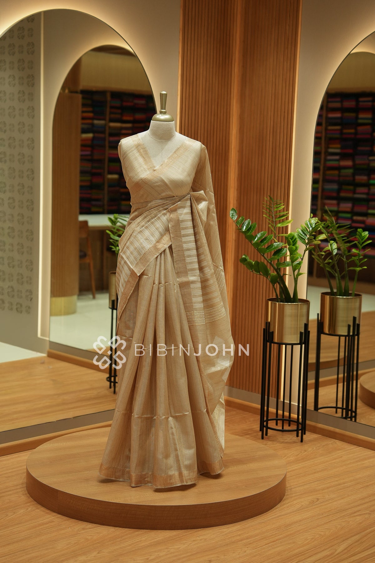 Pure Tussar Saree For Women Beige BJ2539