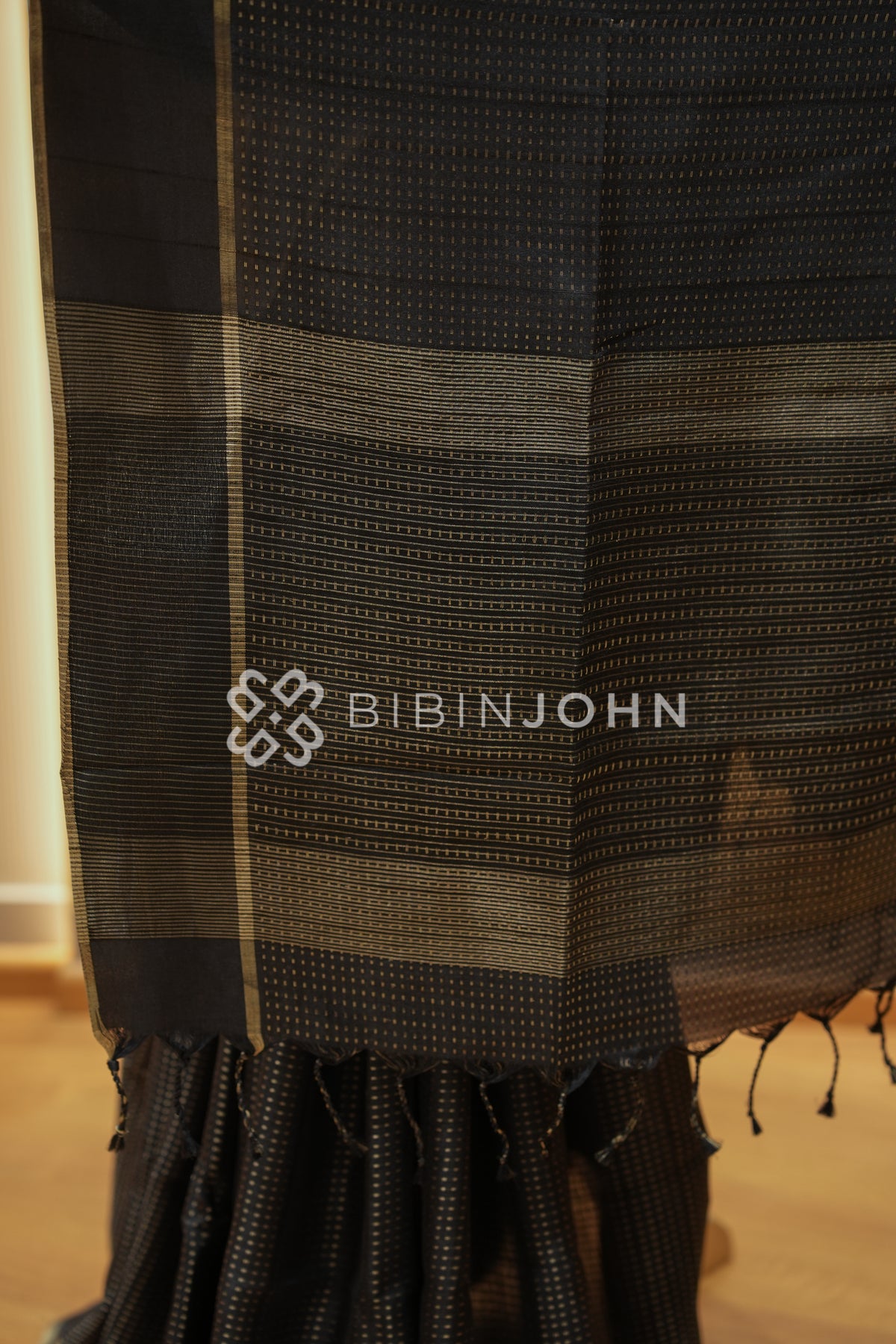 Semi Tussar Weaving Saree For Women Black BJ2314