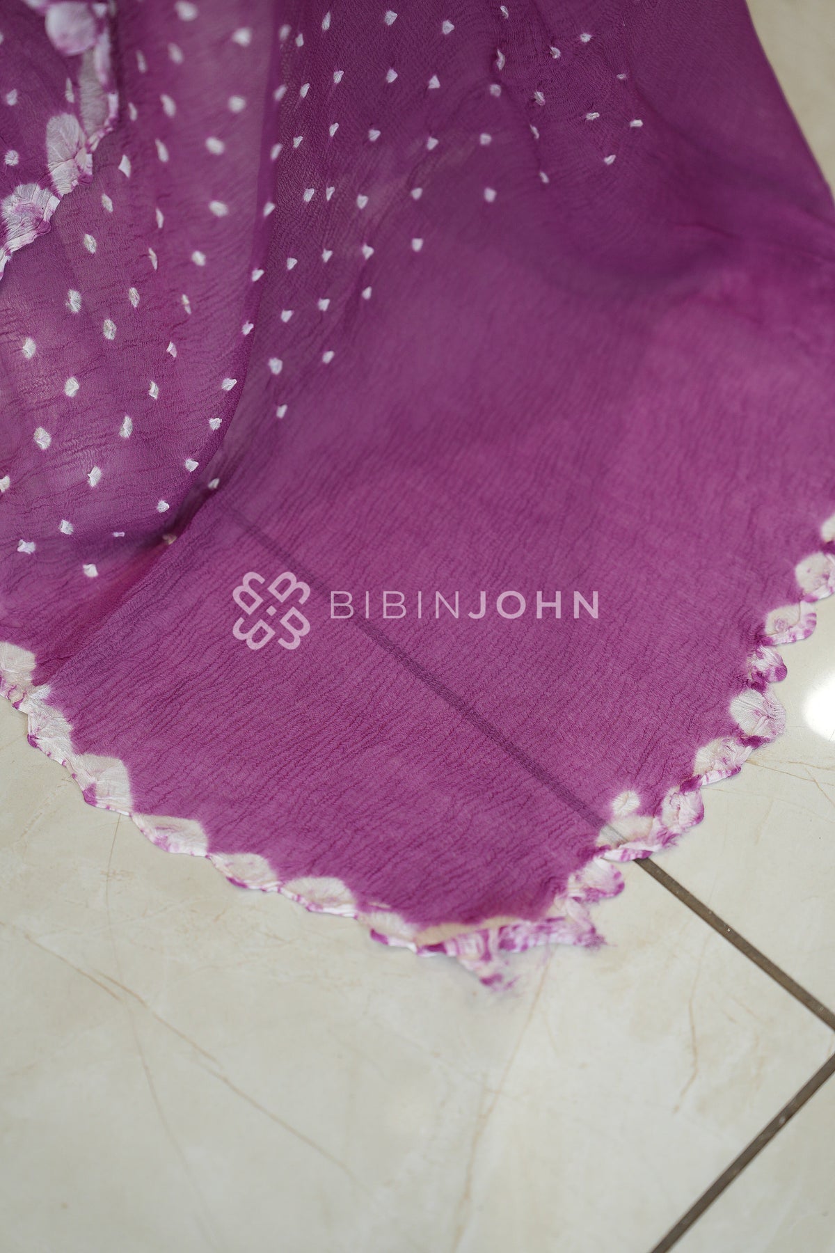 Chiffon Bandhani Dupatta For Women Orchid Purple BJ2425